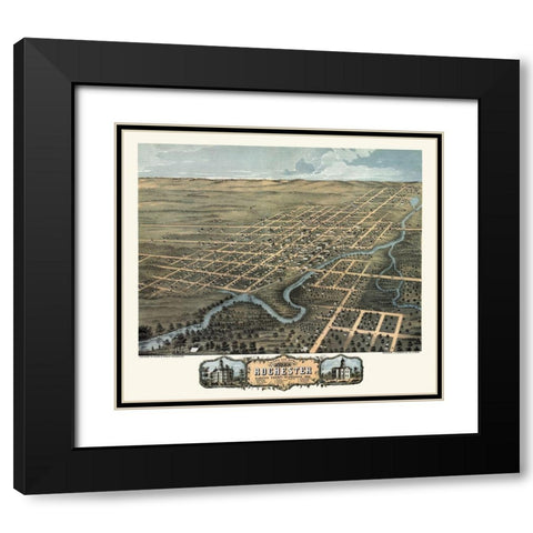 Rochester Minnesota - Stoner 1869  Black Modern Wood Framed Art Print with Double Matting by Stoner