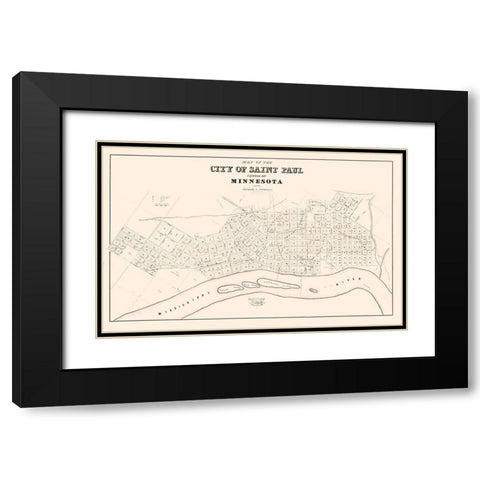 St Paul Minnesota - Nichols 1852  Black Modern Wood Framed Art Print with Double Matting by Nichols