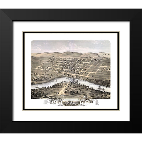 Saint Peter Minnesota - Stoner 1870  Black Modern Wood Framed Art Print with Double Matting by Stoner