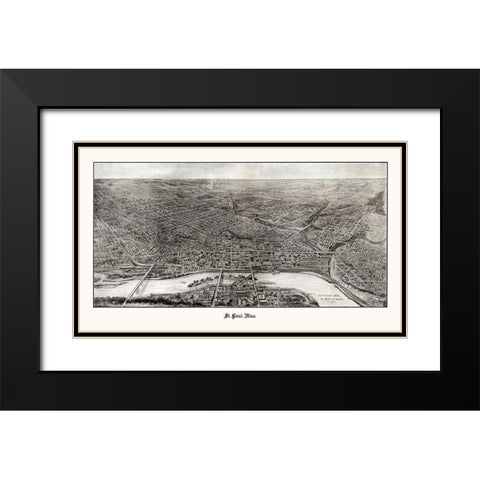 Saint Paul Minnesota - Saint 1906  Black Modern Wood Framed Art Print with Double Matting by Saint