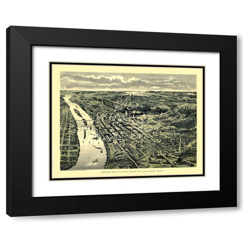 Saint Paul Minnesota - Treacy 1893  Black Modern Wood Framed Art Print with Double Matting by Treacy