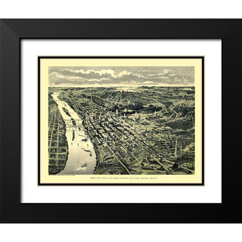 Saint Paul Minnesota - Treacy 1893  Black Modern Wood Framed Art Print with Double Matting by Treacy