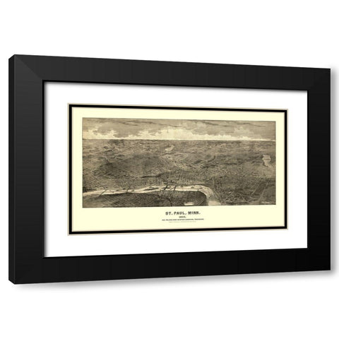 Saint Paul Minnesota - Richards 1888  Black Modern Wood Framed Art Print with Double Matting by Richards