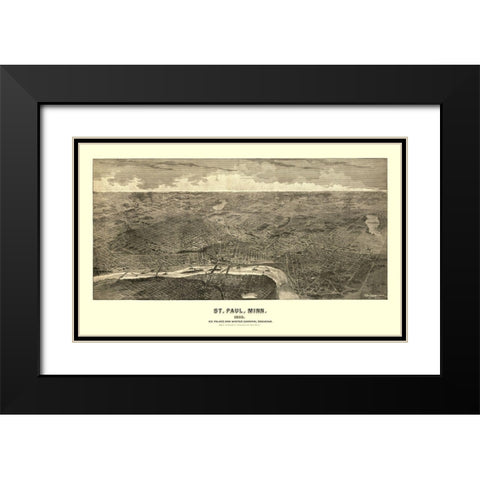 Saint Paul Minnesota - Richards 1888  Black Modern Wood Framed Art Print with Double Matting by Richards