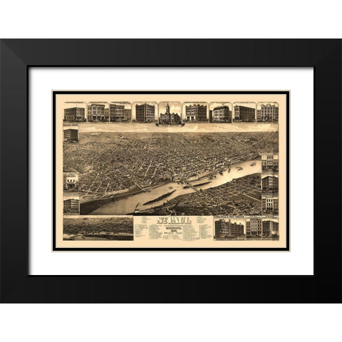 Saint Paul Minnesota - Stoner 1883  Black Modern Wood Framed Art Print with Double Matting by Stoner