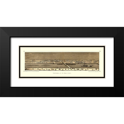 Saint Paul Minnesota - Hageboeck 1873  Black Modern Wood Framed Art Print with Double Matting by Hageboeck