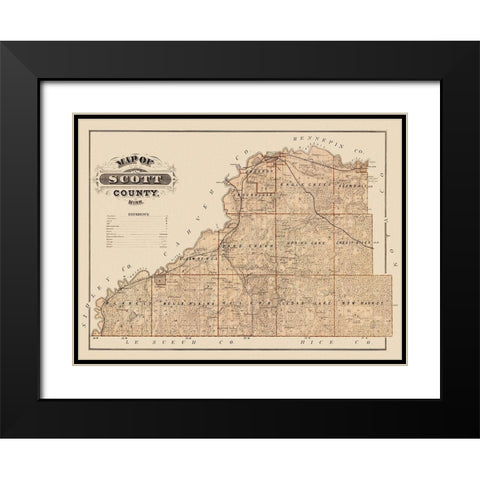 Scott Minnesota Landowner - Andreas 1874 Black Modern Wood Framed Art Print with Double Matting by Andreas