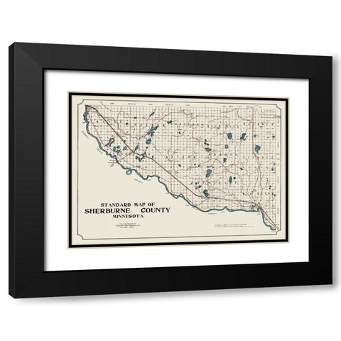 Sherburne Minnesota - 1913 Black Modern Wood Framed Art Print with Double Matting by Unknown