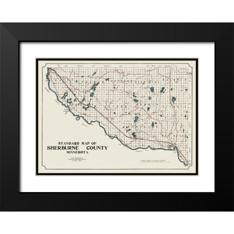 Sherburne Minnesota - 1913 Black Modern Wood Framed Art Print with Double Matting by Unknown