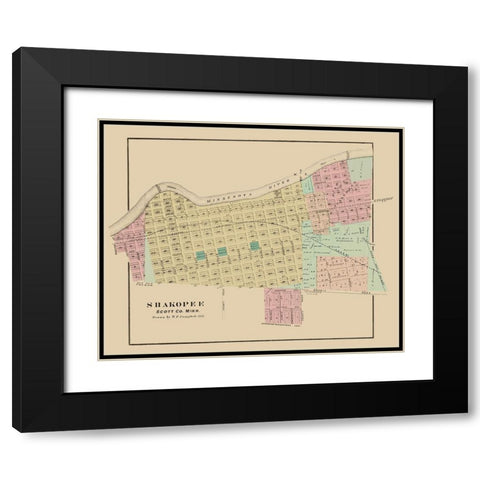 Shakopee Minnesota - Andreas 1874 Black Modern Wood Framed Art Print with Double Matting by Andreas