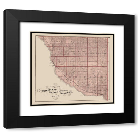 Sherburne Benton Mille Lacs Minnesota Landowner Black Modern Wood Framed Art Print with Double Matting by Andreas