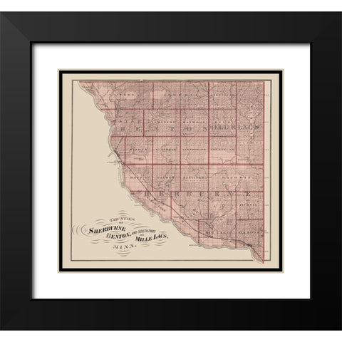 Sherburne Benton Mille Lacs Minnesota Landowner Black Modern Wood Framed Art Print with Double Matting by Andreas