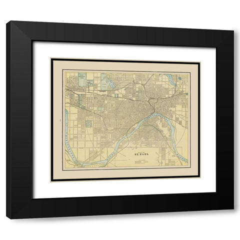 St Paul  Minnesota - Cram 1892 Black Modern Wood Framed Art Print with Double Matting by Cram