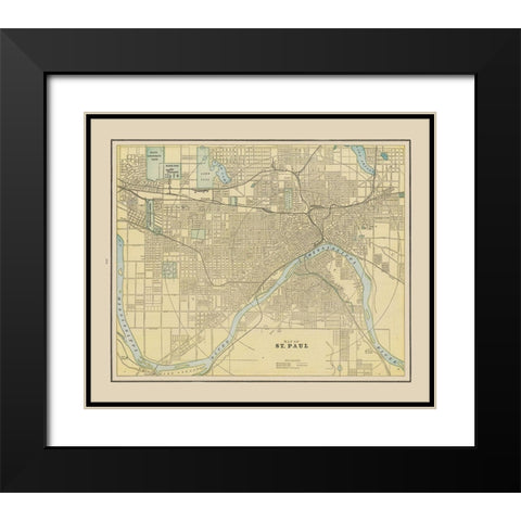 St Paul  Minnesota - Cram 1892 Black Modern Wood Framed Art Print with Double Matting by Cram