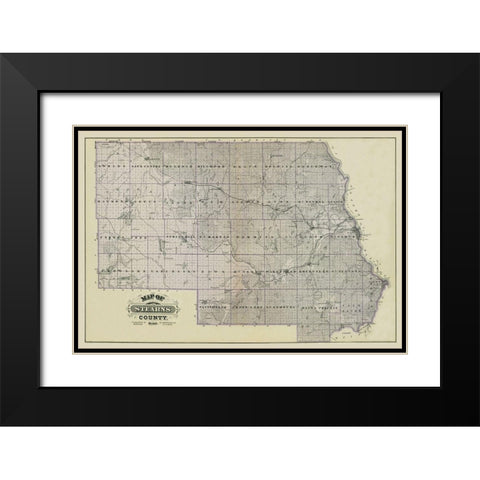 Stearns Minnesota Landowner - Andreas 1874 Black Modern Wood Framed Art Print with Double Matting by Andreas