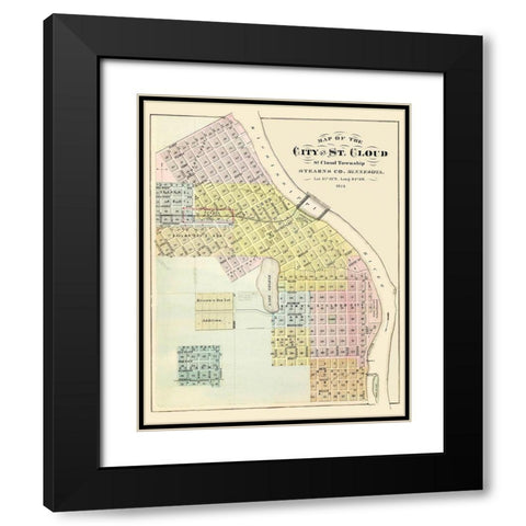 Saint Cloud Minnesota Landowner - Andreas 1874 Black Modern Wood Framed Art Print with Double Matting by Andreas