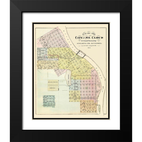 Saint Cloud Minnesota Landowner - Andreas 1874 Black Modern Wood Framed Art Print with Double Matting by Andreas