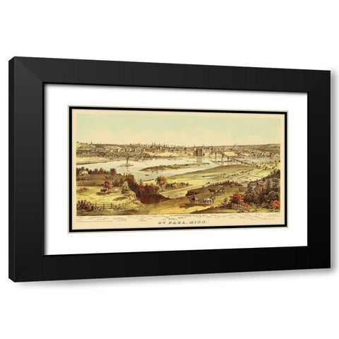 St Paul Minnesota - Shober 1874 Black Modern Wood Framed Art Print with Double Matting by Shober