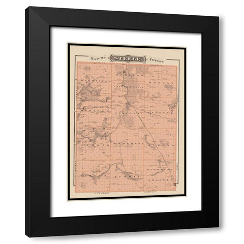 Steele Minnesota Landowner - Andreas 1874 Black Modern Wood Framed Art Print with Double Matting by Andreas
