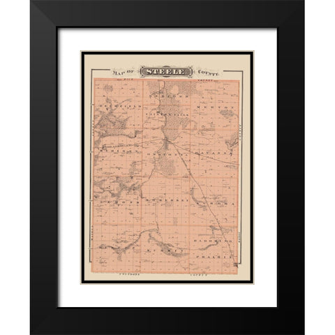 Steele Minnesota Landowner - Andreas 1874 Black Modern Wood Framed Art Print with Double Matting by Andreas