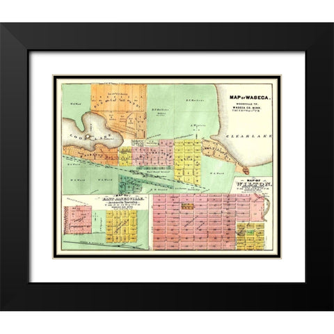 Waseca, Wilton, East Janesville Minnesota Black Modern Wood Framed Art Print with Double Matting by Andreas
