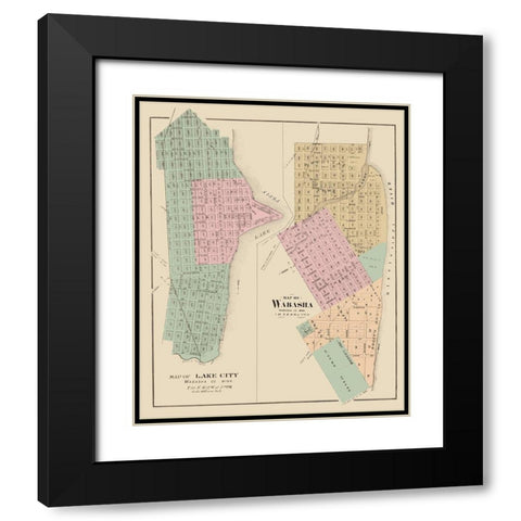 Wabasha, Lake City Minnesota - Andreas 1874 Black Modern Wood Framed Art Print with Double Matting by Andreas