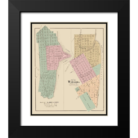 Wabasha, Lake City Minnesota - Andreas 1874 Black Modern Wood Framed Art Print with Double Matting by Andreas