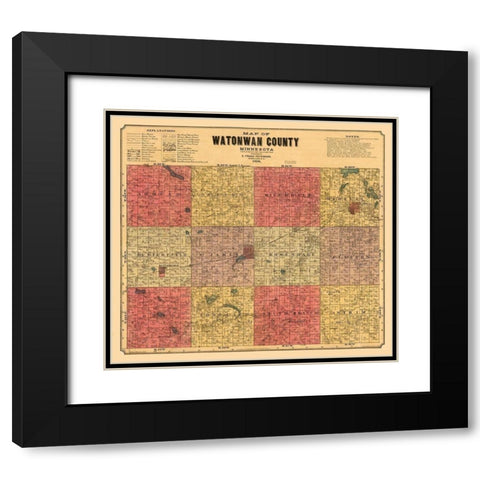 Watonwan County Minnesota - Peterson 1898  Black Modern Wood Framed Art Print with Double Matting by Peterson