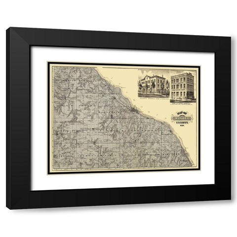 Winona Minnesota Landowner - Andreas 1874 Black Modern Wood Framed Art Print with Double Matting by Andreas