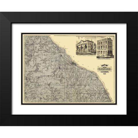 Winona Minnesota Landowner - Andreas 1874 Black Modern Wood Framed Art Print with Double Matting by Andreas