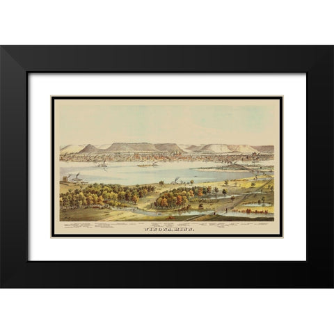 Winona Minnesota - Andreas 1874 Black Modern Wood Framed Art Print with Double Matting by Andreas