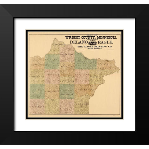 Wright Minnesota Landowner - Hixson 1901 Black Modern Wood Framed Art Print with Double Matting by Hixson