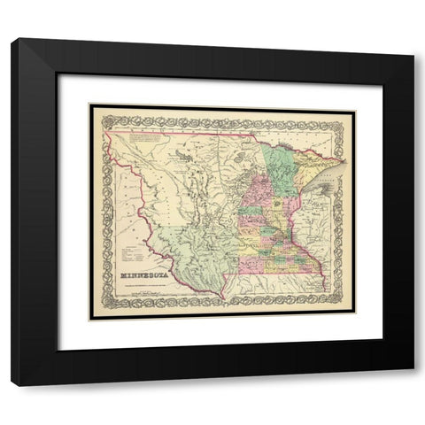 Minnesota - Colton 1856 Black Modern Wood Framed Art Print with Double Matting by Colton