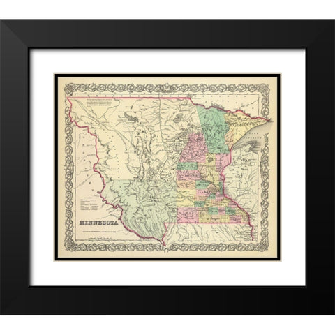 Minnesota - Colton 1856 Black Modern Wood Framed Art Print with Double Matting by Colton