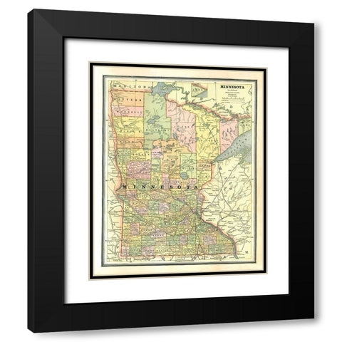 Minnesota - Cram 1886 Black Modern Wood Framed Art Print with Double Matting by Cram