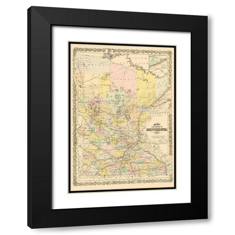 Minnesota - Andreas 1874 Black Modern Wood Framed Art Print with Double Matting by Andreas