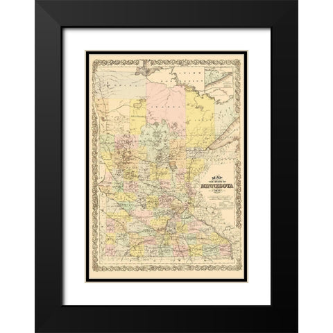 Minnesota - Andreas 1874 Black Modern Wood Framed Art Print with Double Matting by Andreas