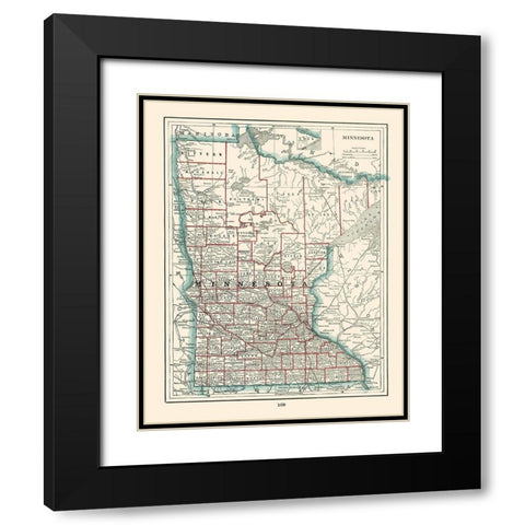 Minnesota - Rathbun 1893 Black Modern Wood Framed Art Print with Double Matting by Rathbun