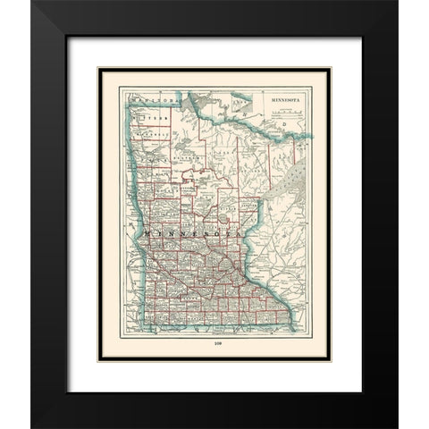 Minnesota - Rathbun 1893 Black Modern Wood Framed Art Print with Double Matting by Rathbun