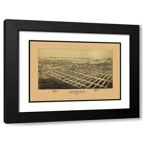Aurora Missouri - Fowler 1891 Black Modern Wood Framed Art Print with Double Matting by Fowler