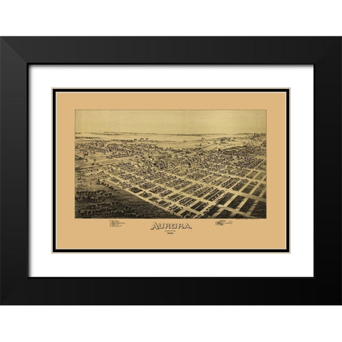 Aurora Missouri - Fowler 1891 Black Modern Wood Framed Art Print with Double Matting by Fowler