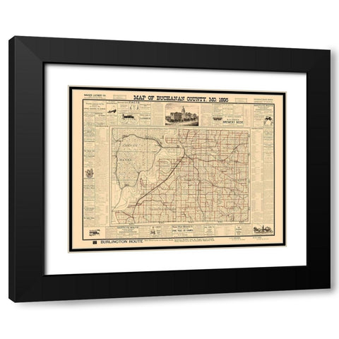 Buchanan County Missouri - Rutt 1895  Black Modern Wood Framed Art Print with Double Matting by Rutt