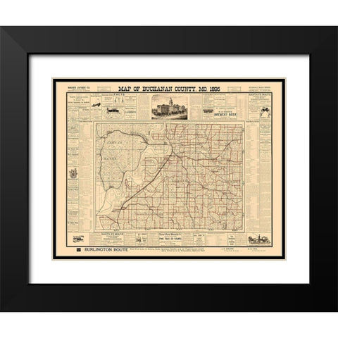 Buchanan County Missouri - Rutt 1895  Black Modern Wood Framed Art Print with Double Matting by Rutt