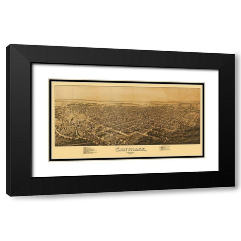 Carthage Missouri - Fowler 1891 Black Modern Wood Framed Art Print with Double Matting by Fowler