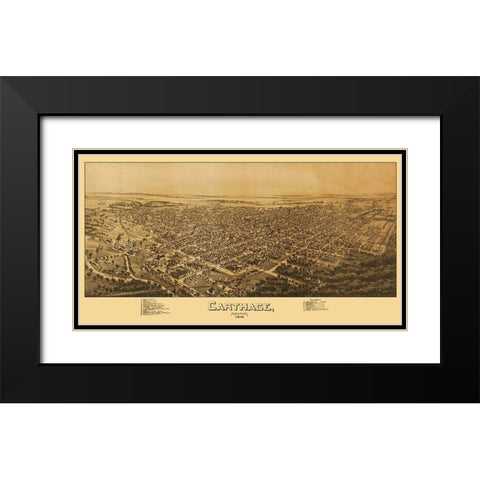 Carthage Missouri - Fowler 1891 Black Modern Wood Framed Art Print with Double Matting by Fowler
