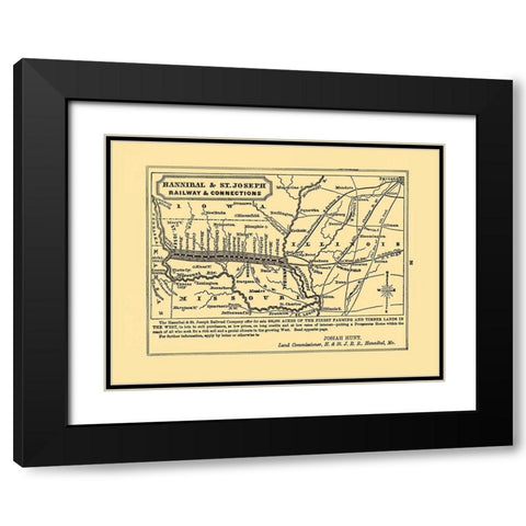 Hannibal and St Joseph Railroad - Hunt 1863 Black Modern Wood Framed Art Print with Double Matting by Hunt