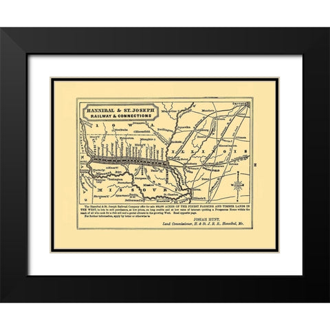 Hannibal and St Joseph Railroad - Hunt 1863 Black Modern Wood Framed Art Print with Double Matting by Hunt