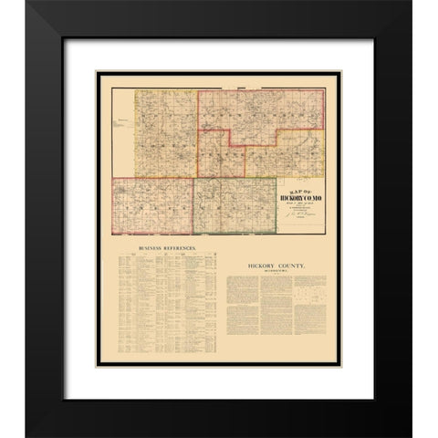 Hickory County Missouri - Higgins 1880  Black Modern Wood Framed Art Print with Double Matting by Higgins