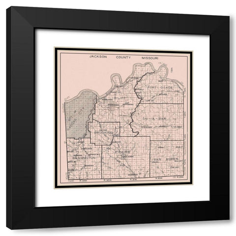 Jackson Missouri - 1929 Black Modern Wood Framed Art Print with Double Matting by Unknown