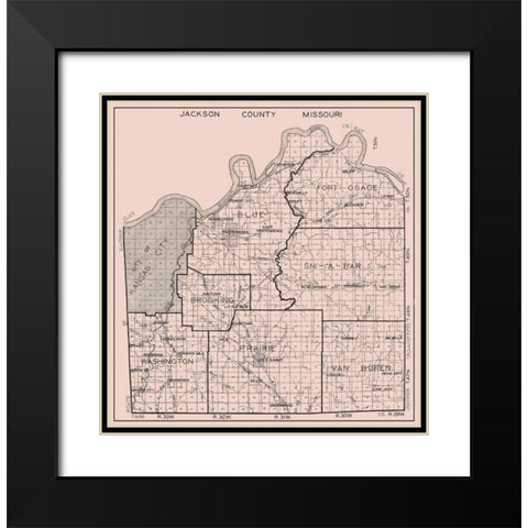 Jackson Missouri - 1929 Black Modern Wood Framed Art Print with Double Matting by Unknown